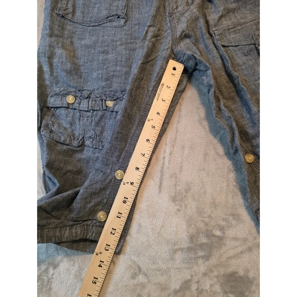 Sean John Mens Cargo Shorts Size 34 Blue Chambray Utility Military Y2K Cotton